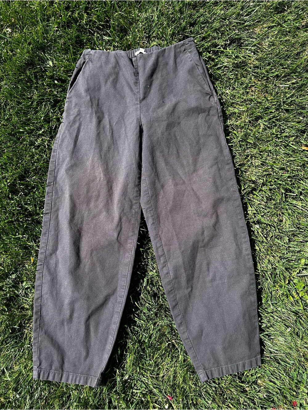 Eileen Fisher Organic Cotton Barrel Lantern Leg Arch Pants Charcoal Gray S - Picture 2 of 8